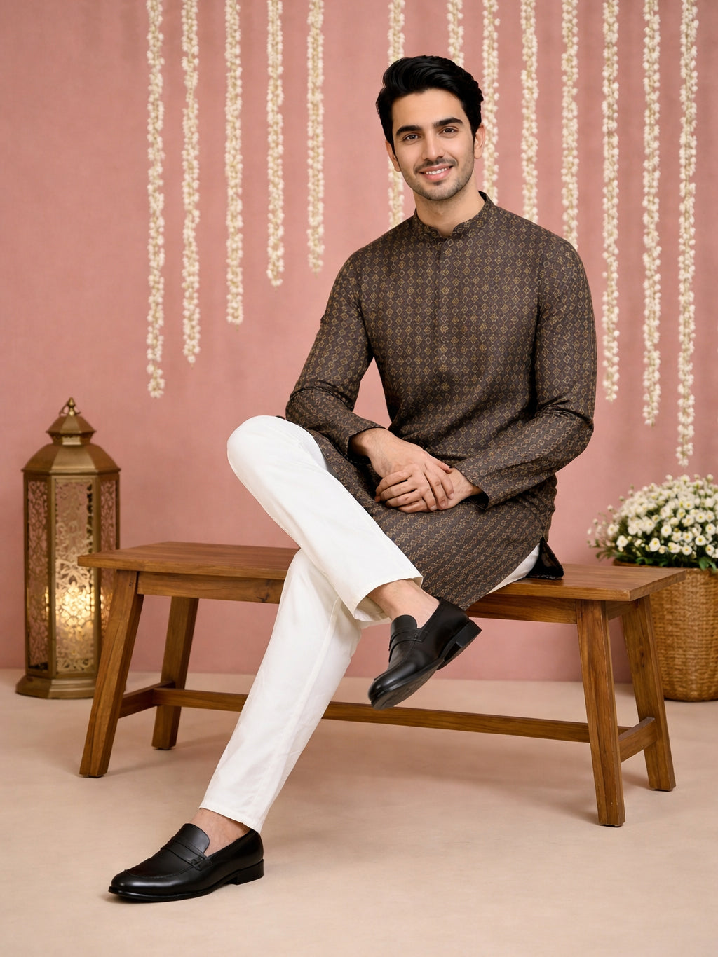 Jacquard Silk Straight Kurta Pyjama Set