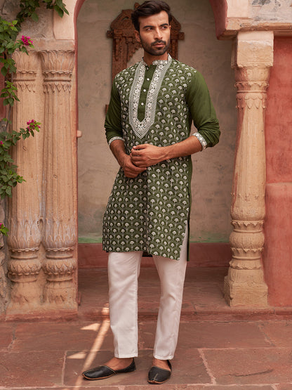 Embroidered Kurta Pyjama For Men
