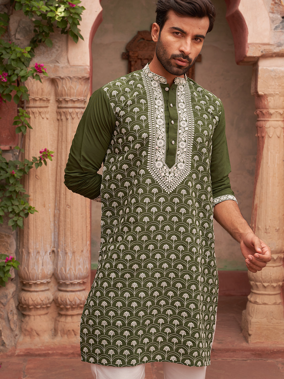 Embroidered Kurta Pyjama For Men