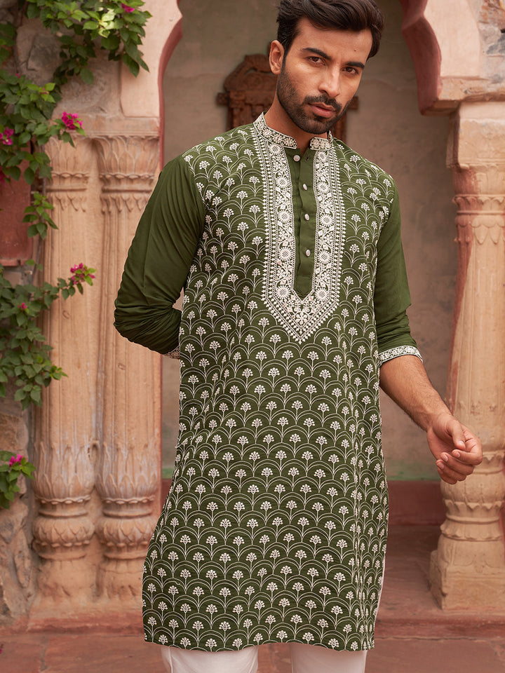 Embroidered Kurta Pyjama For Men