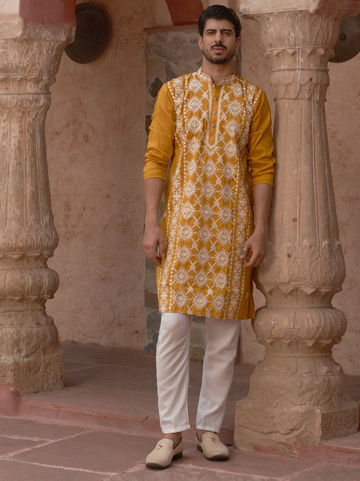 Embroidered Kurta Pyjama For Men