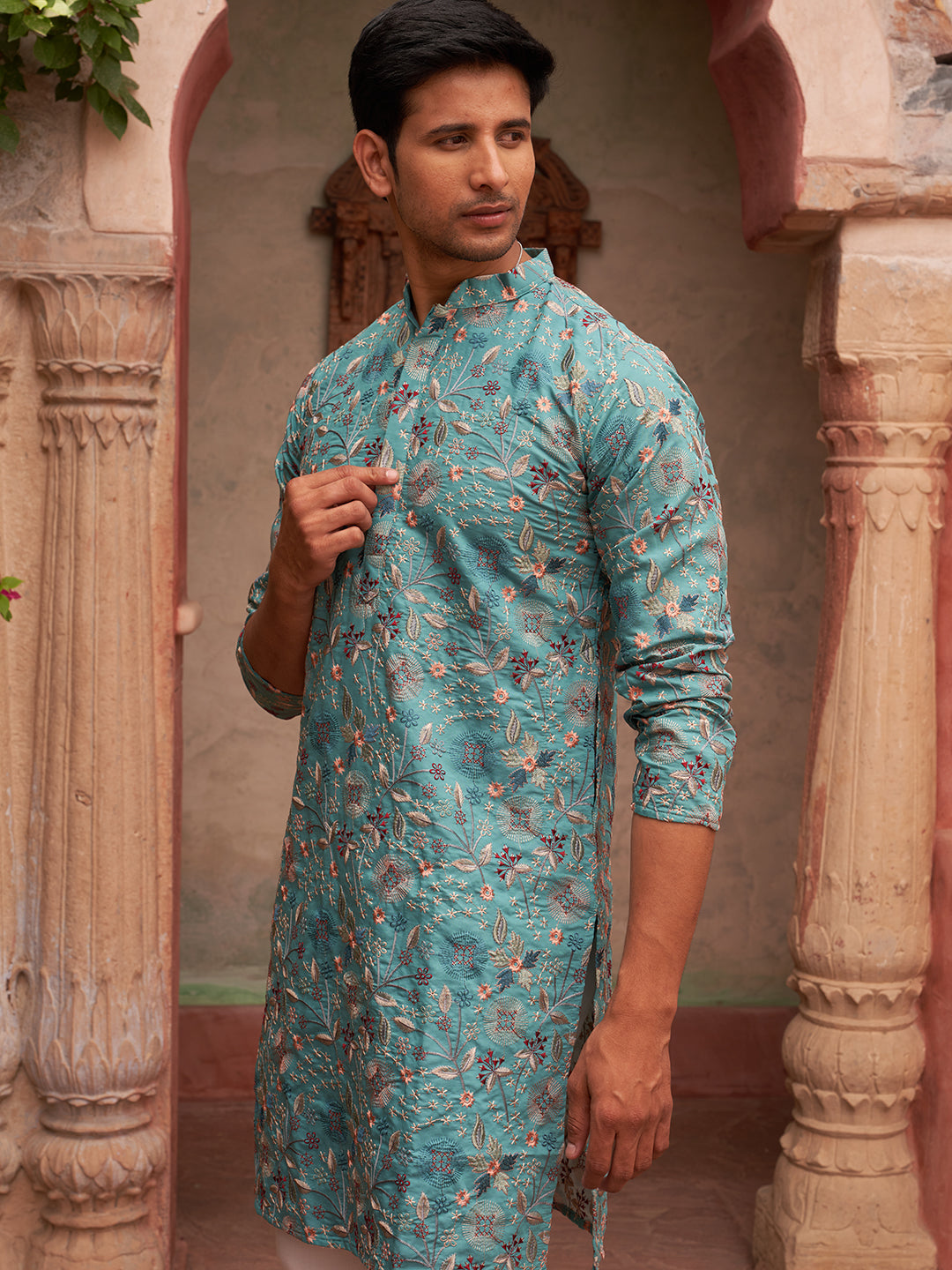 Embroidered Kurta Set For Men