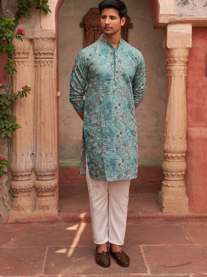Embroidered Kurta Set For Men
