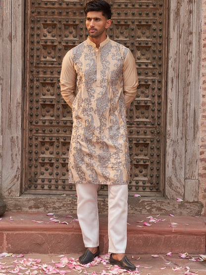 Embroidered & Sequins Kurta Set For Men