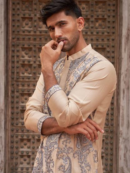 Embroidered & Sequins Kurta Set For Men