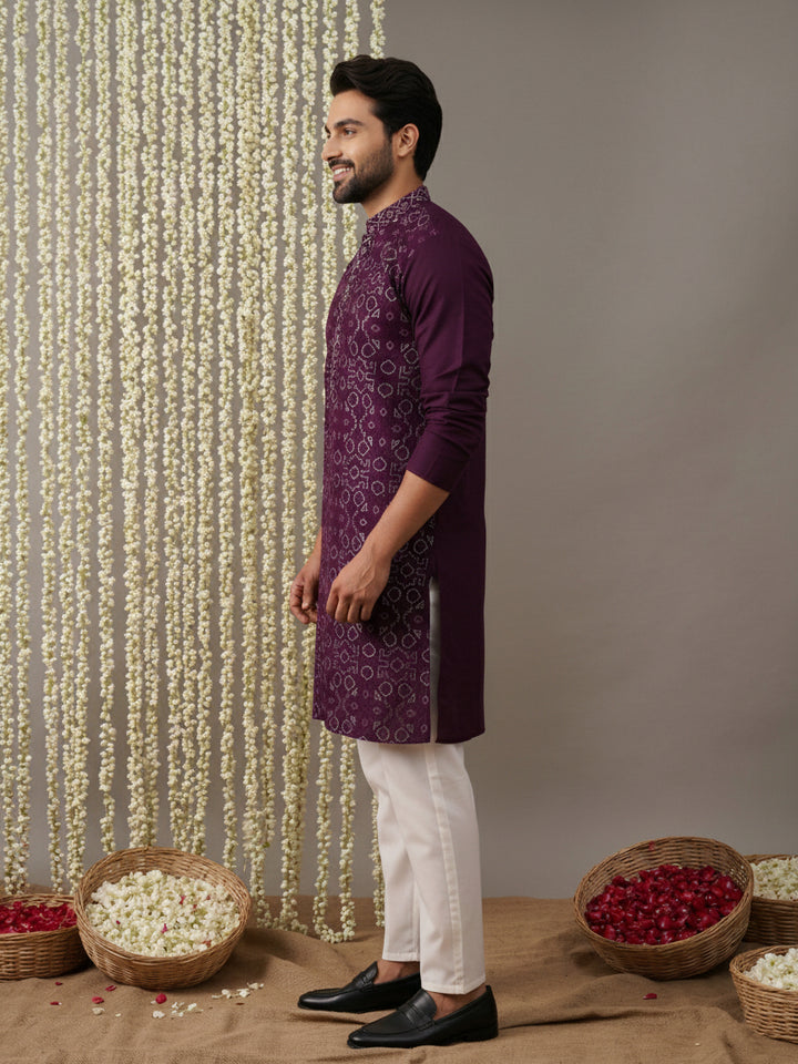 Ethnic Kurta Pyjama Set In Luxurious Silk Blend