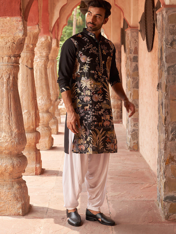 Embroidered Silk Blend Kurta With Salwar