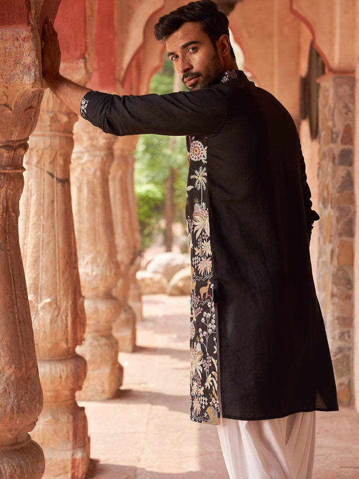 Embroidered Silk Blend Kurta With Salwar
