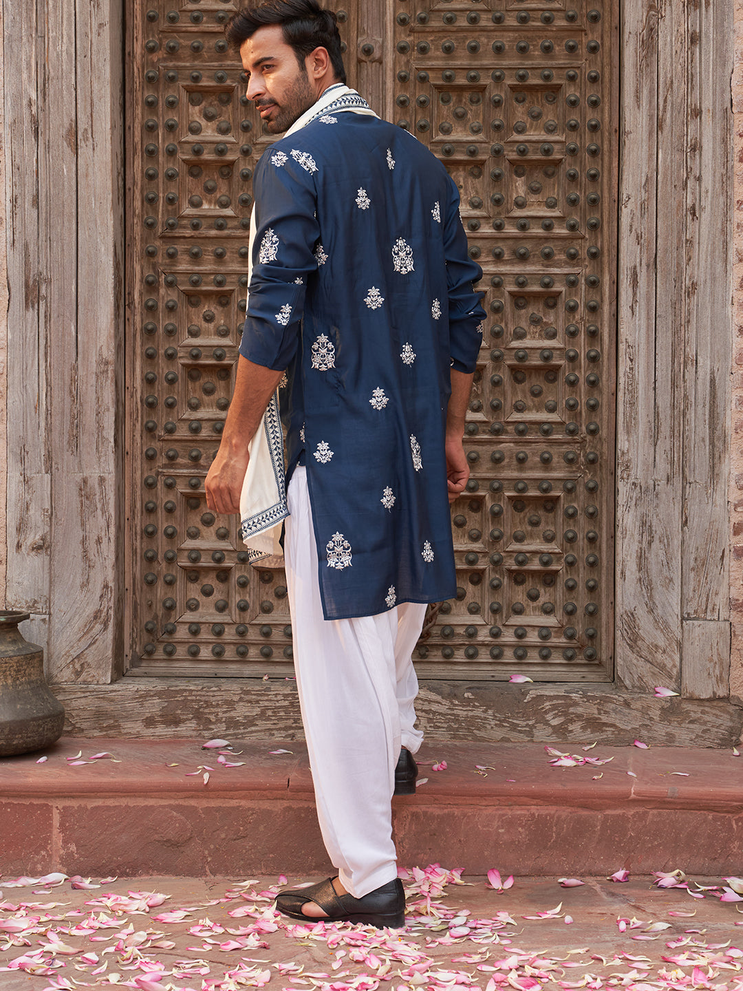 Teal Embroidered Kurta Salwar & Dupatta Set,