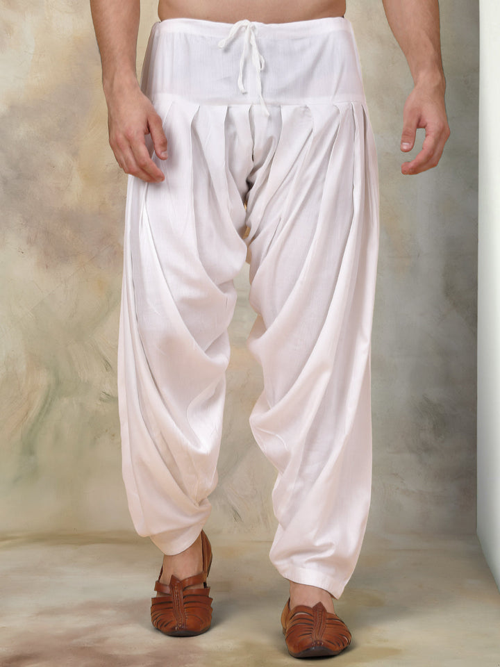 White Viscose Rayon Salwar For Men