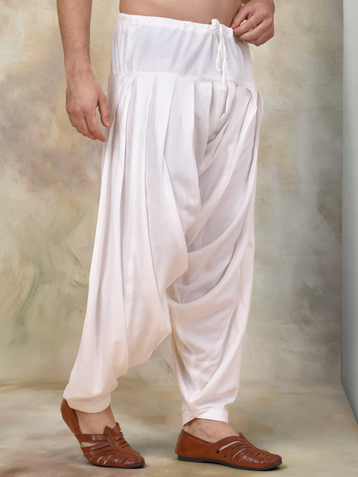 White Viscose Rayon Salwar For Men