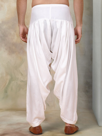 White Viscose Rayon Salwar For Men