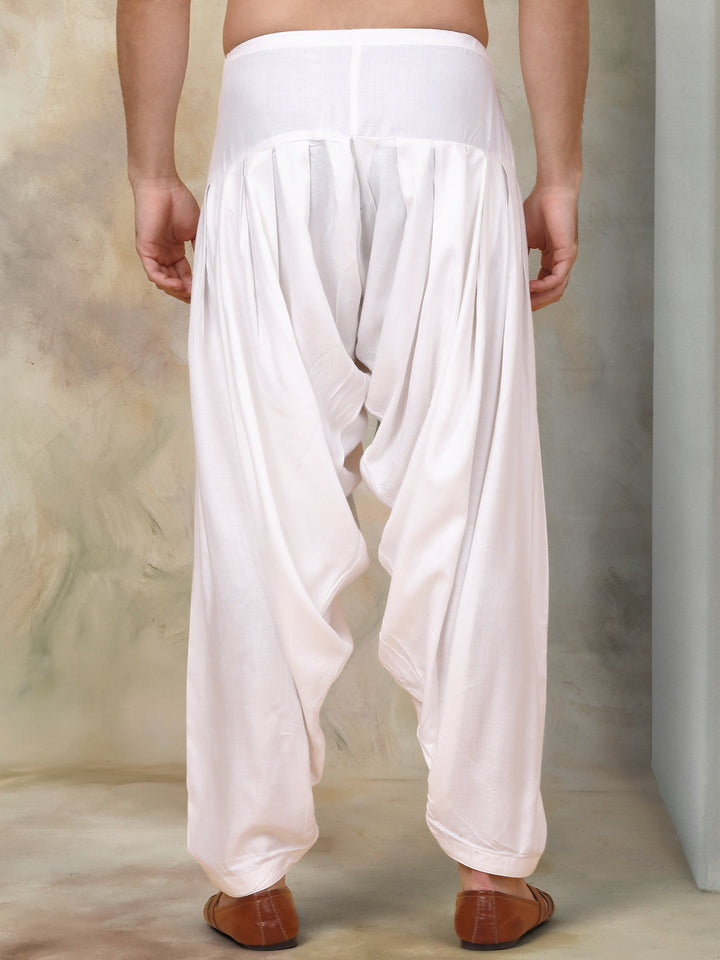White Viscose Rayon Salwar For Men
