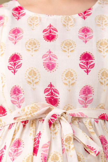 Off White Printed Flared Maternity Dress