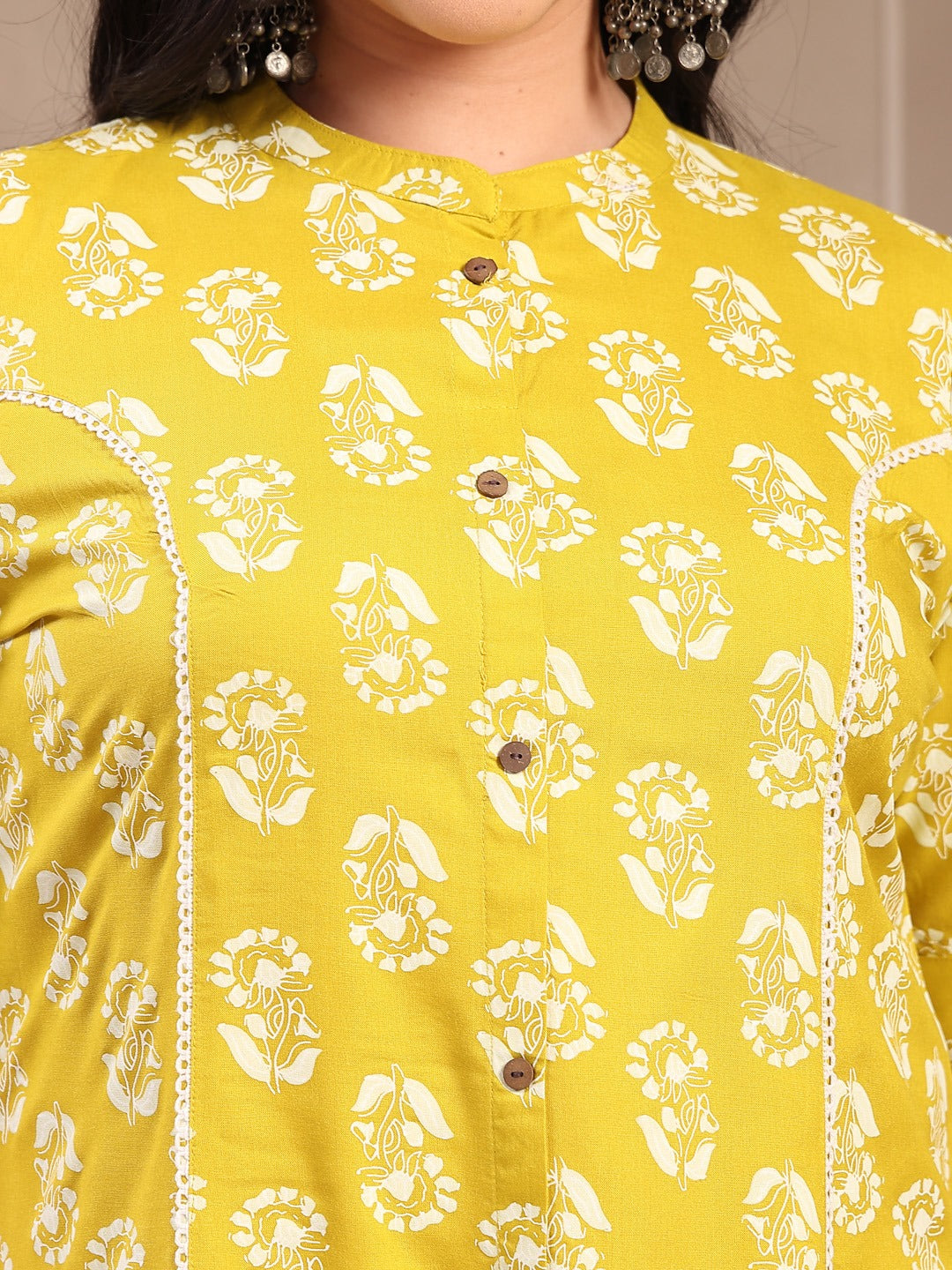 Plus Size Floral Printed Rayon A-Line Kurta