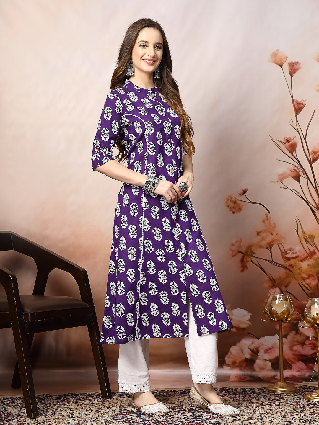 Floral Printed Rayon A-Line Kurta (Pre-Order)