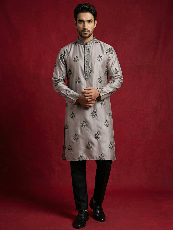 Chikankari Embroidered Kurta Pyjama For Men