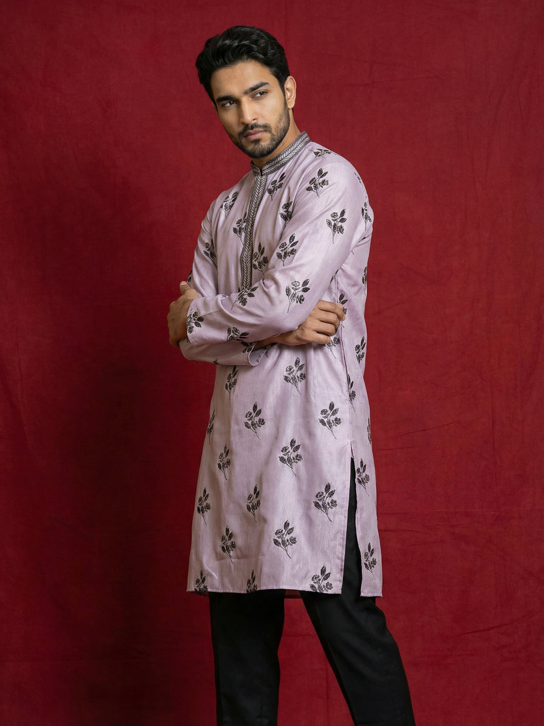 Chikankari Embroidered Kurta Pyjama For Men