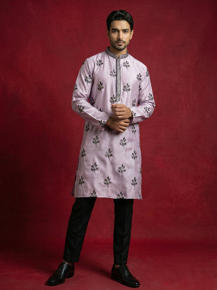 Chikankari Embroidered Kurta Pyjama For Men