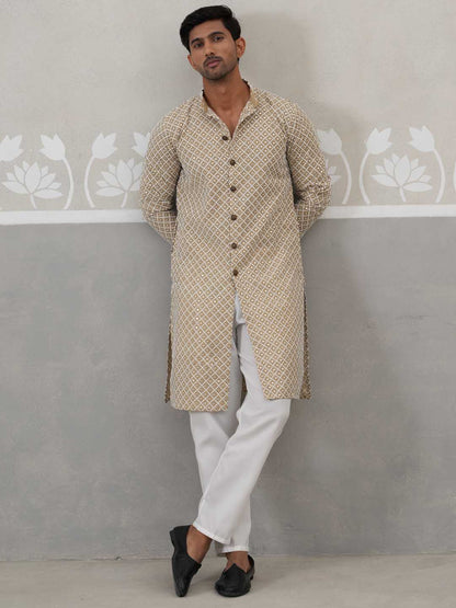 Sequin Chikankari Front Open Kurta With Pyjamas
