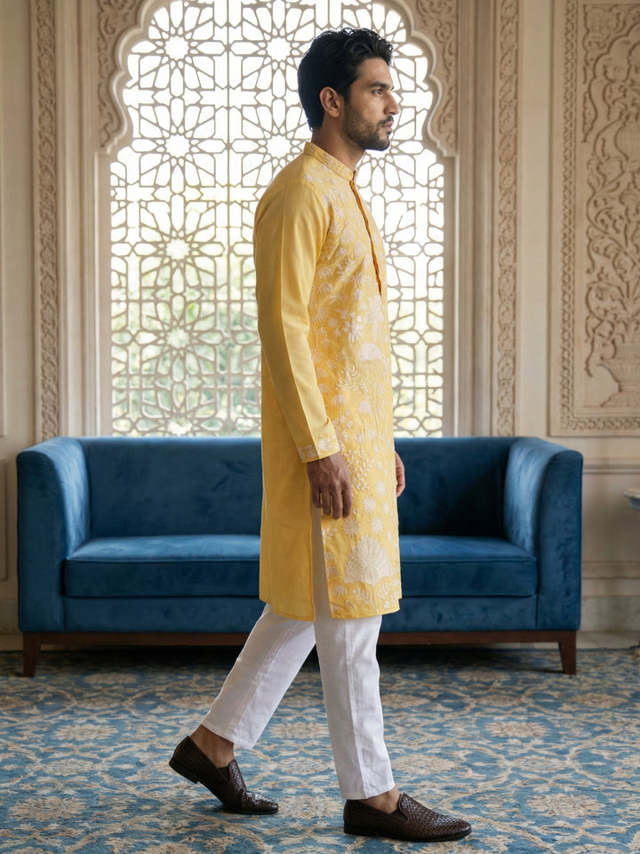Embroidered Straight Kurta Pyjama Set.