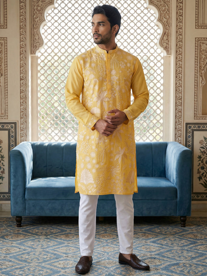 Embroidered Straight Kurta Pyjama Set.