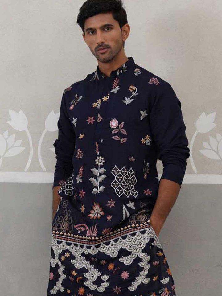 Floral Embroidered And Sequins Kurta Set