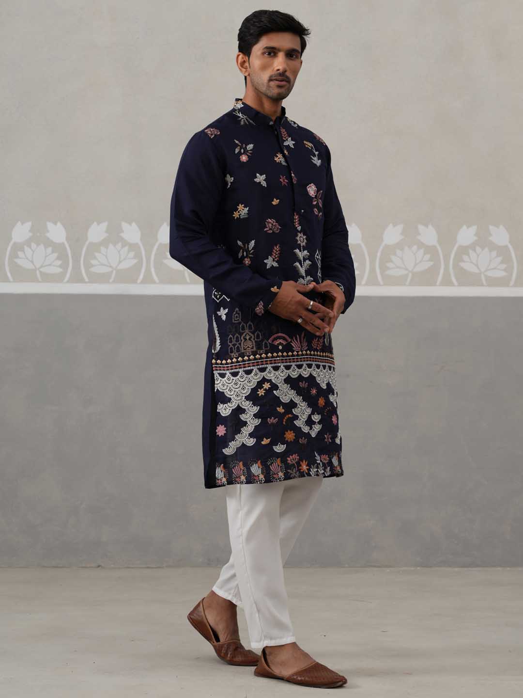 Floral Embroidered And Sequins Kurta Set