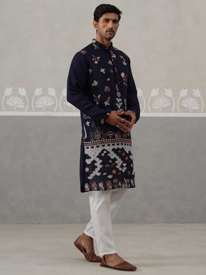 Floral Embroidered And Sequins Kurta Set