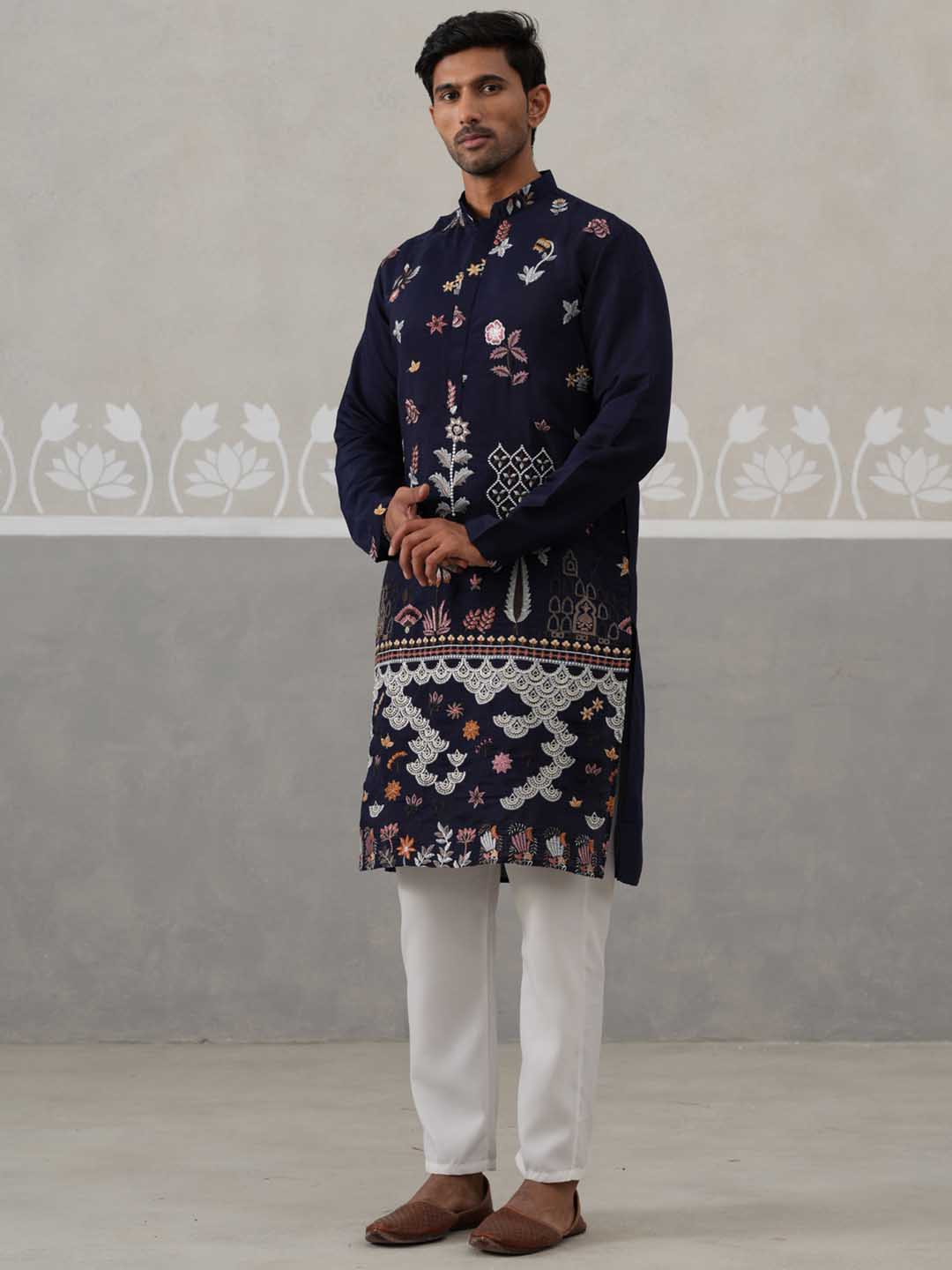 Floral Embroidered And Sequins Kurta Set