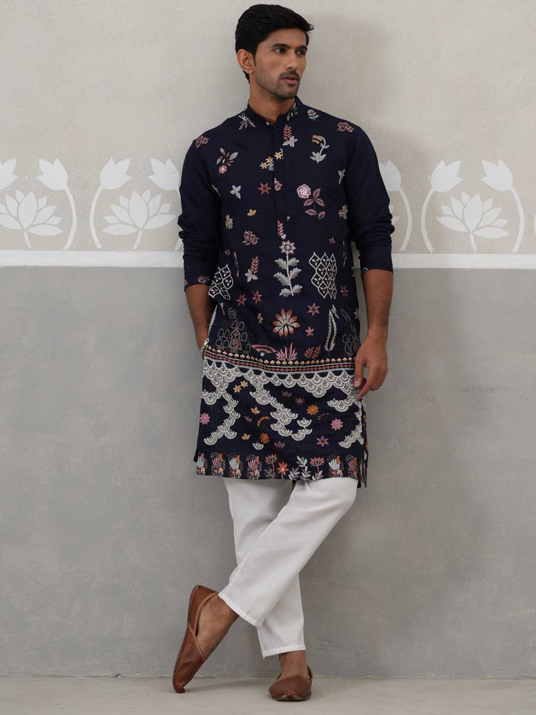 Floral Embroidered And Sequins Kurta Set