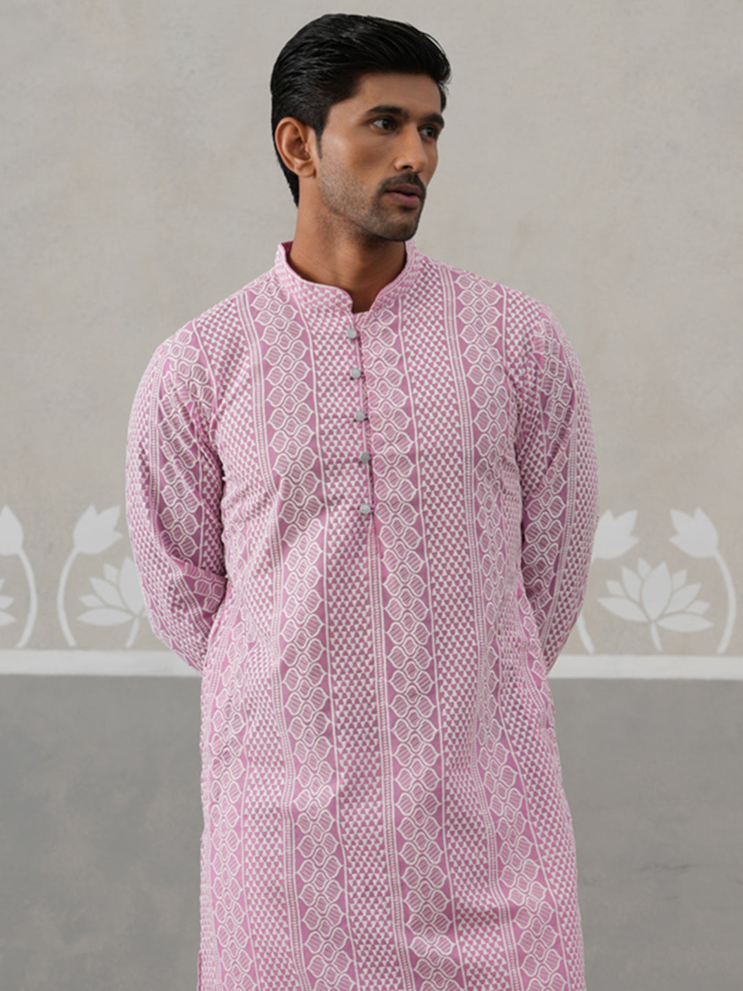 Embroidered Cotton Kurta With Churidar