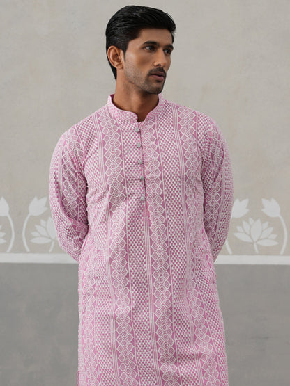 Embroidered Cotton Kurta With Churidar