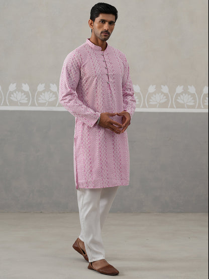 Embroidered Cotton Kurta With Churidar