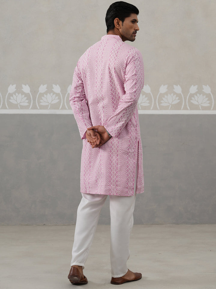Embroidered Cotton Kurta With Churidar