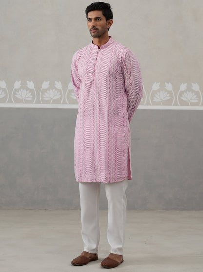 Embroidered Cotton Kurta With Churidar