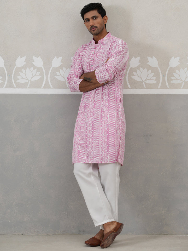 Embroidered Cotton Kurta With Churidar