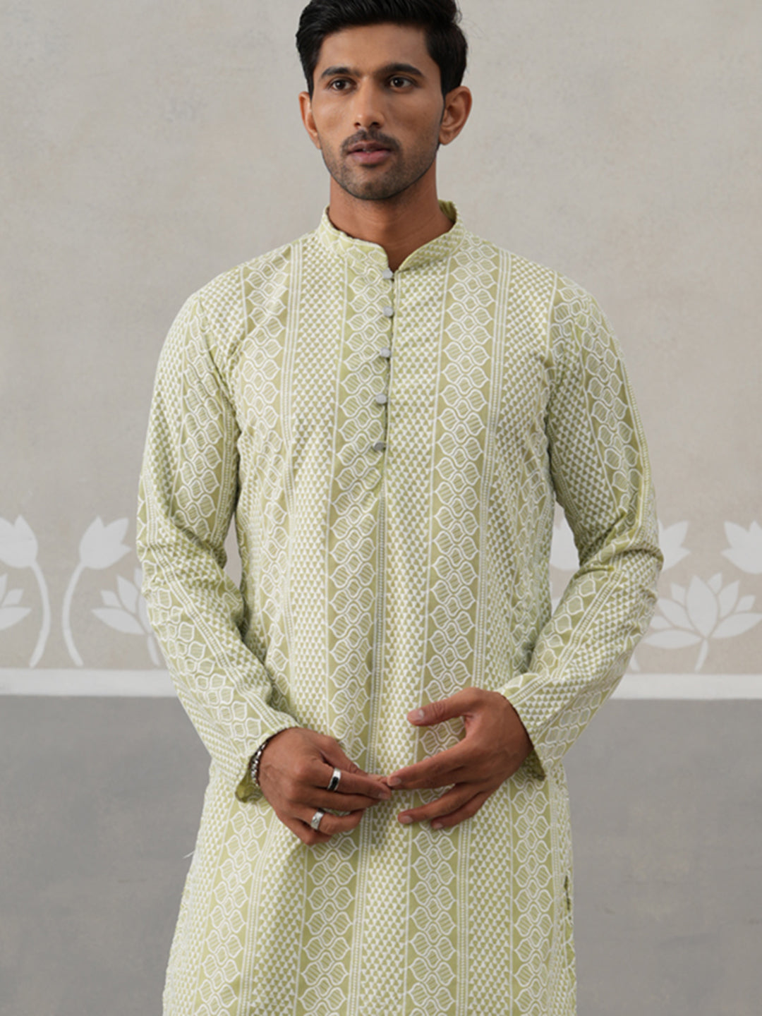 Embroidered Cotton Kurta With Churidar