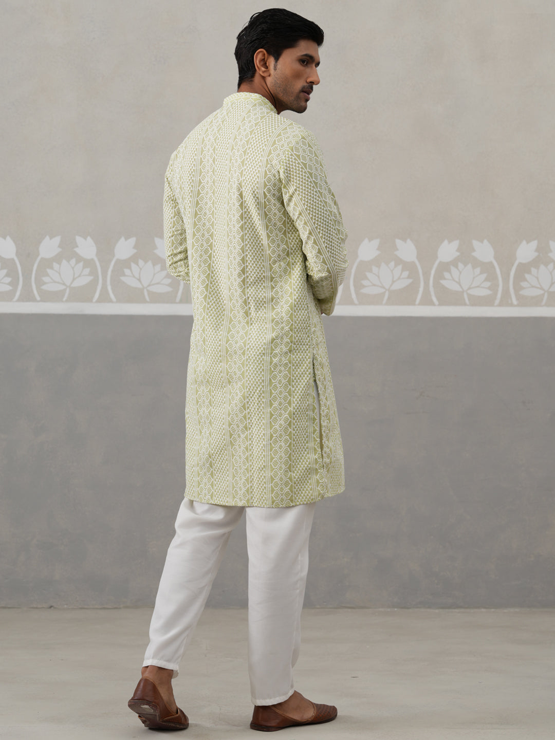 Embroidered Cotton Kurta With Churidar