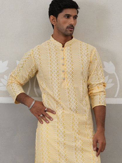 Embroidered Cotton Kurta With Churidar