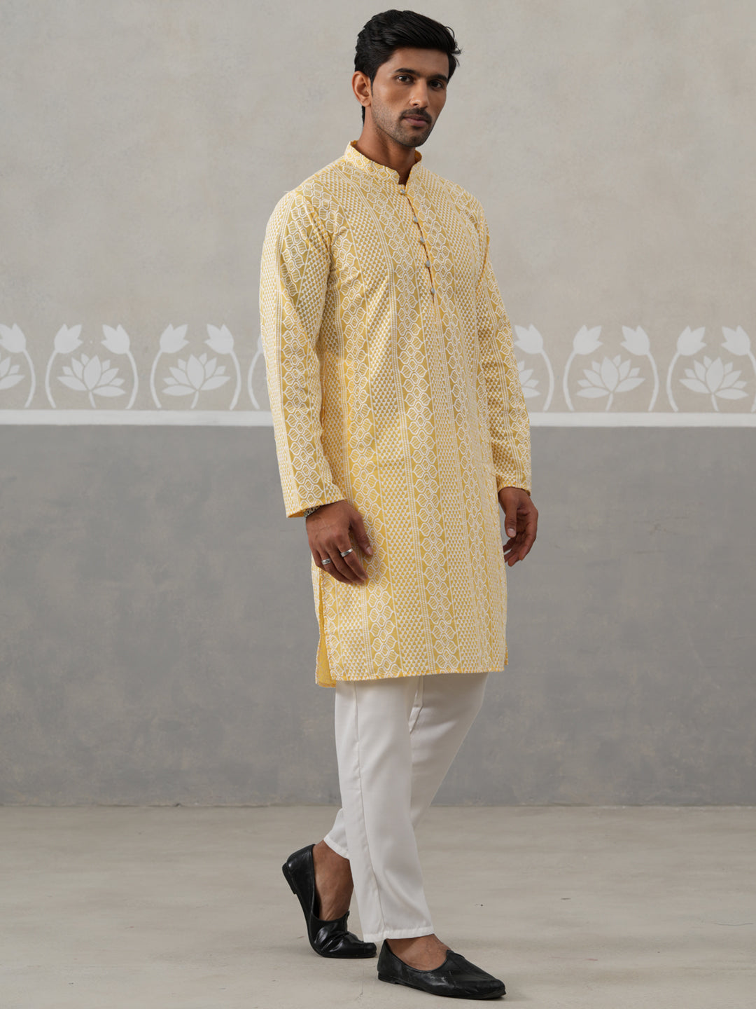 Embroidered Cotton Kurta With Churidar