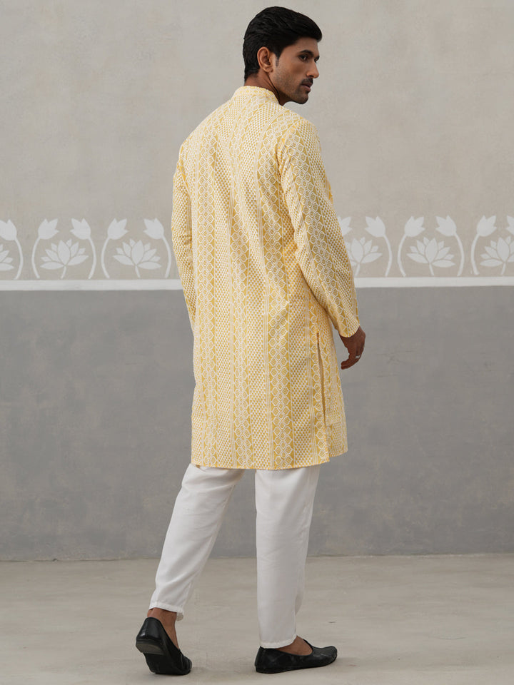 Embroidered Cotton Kurta With Churidar