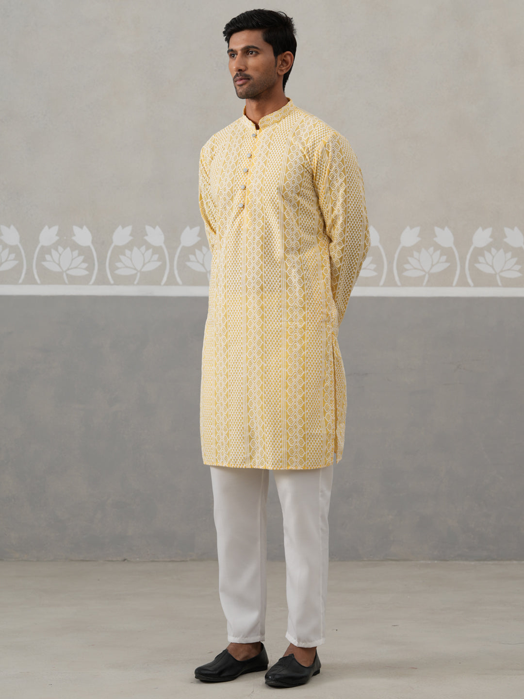 Embroidered Cotton Kurta With Churidar