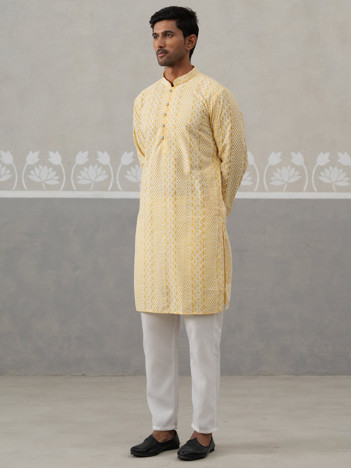 Embroidered Cotton Kurta With Churidar