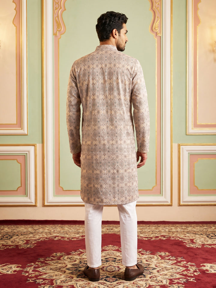 Printed And Emrbroidered Kurta Pyjama Set.