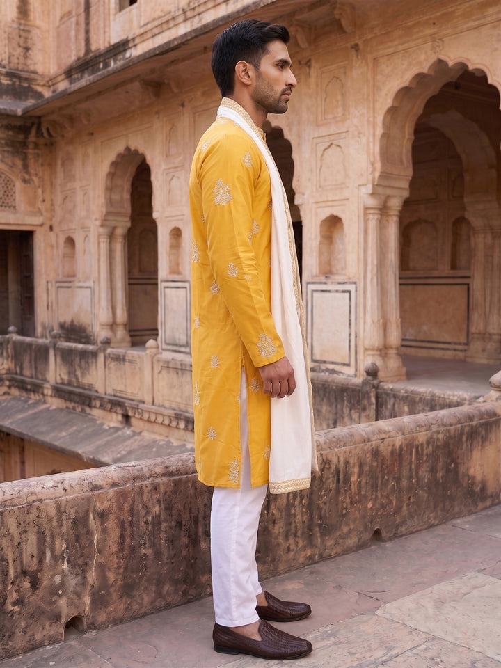 Embroidered &amp; Sequin Kurta Pyjama With Dupatta