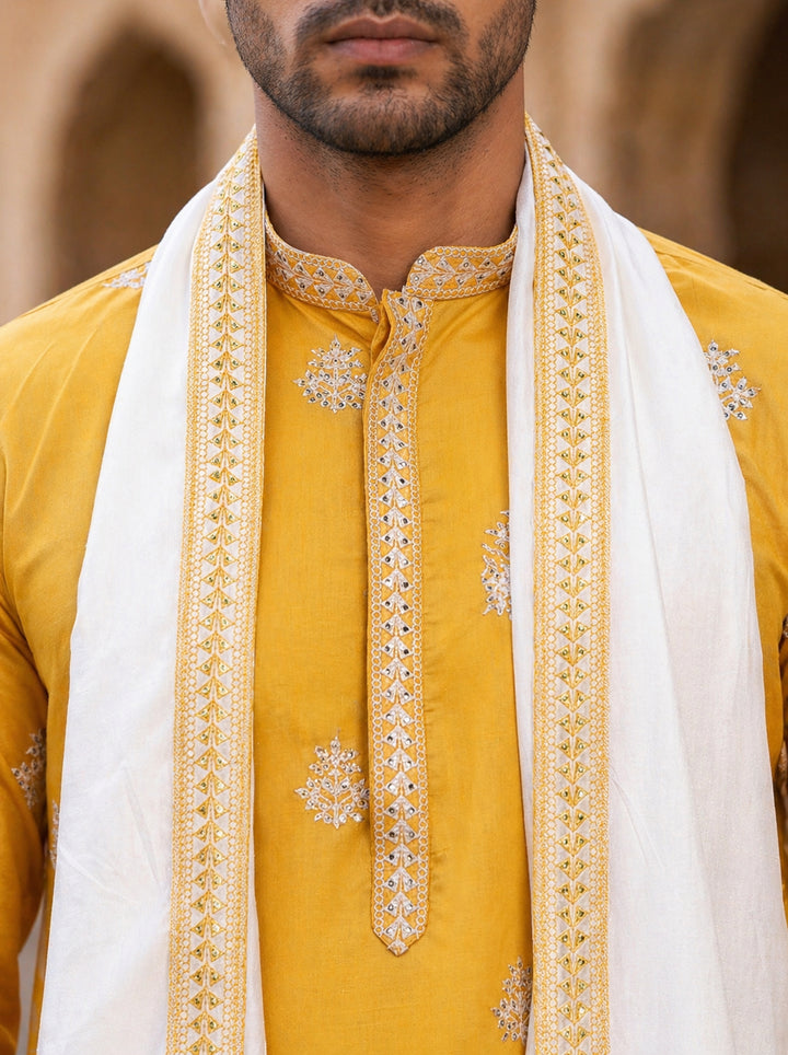 Embroidered &amp; Sequin Kurta Pyjama With Dupatta