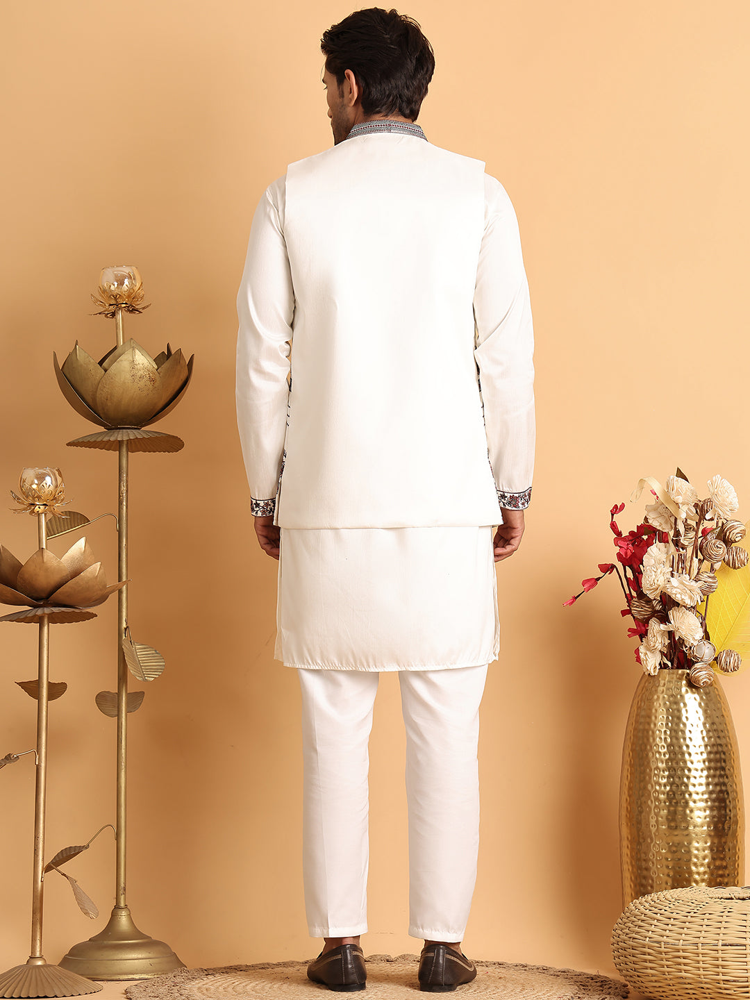 Embroidered Waistcoat And Kurta Pyjama For Men