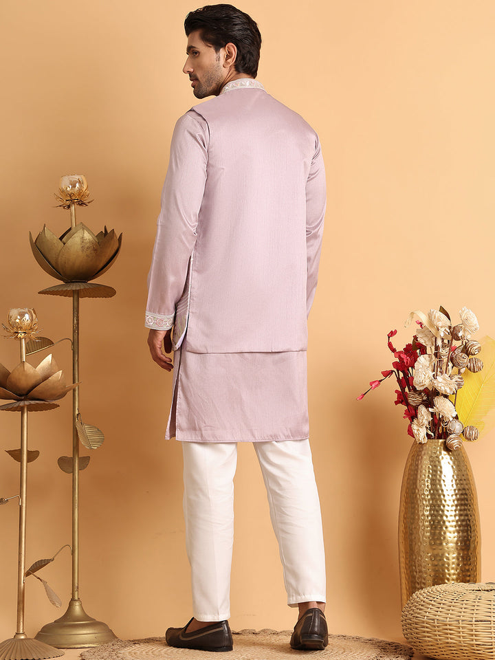 Embroidered Waistcoat And Kurta Pyjama For Men