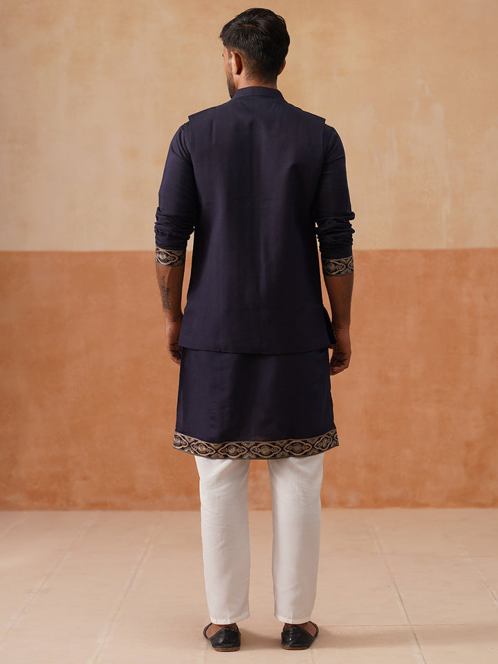 Embroidered Waistcoat And Kurta Pyjama For Men